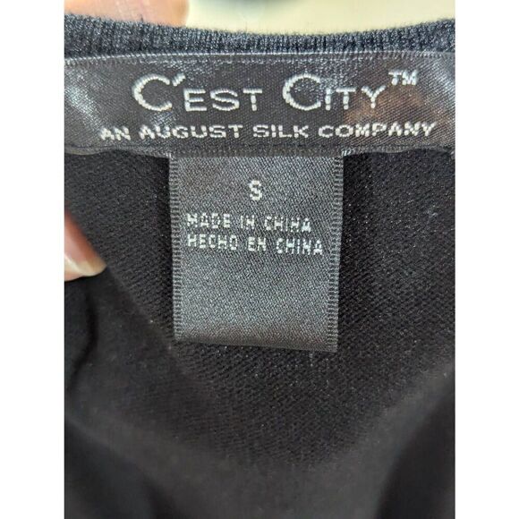 C'est City Women's Multi-Color Tie-Waist Black Knit Back Sleeveless Silk Top Siz - Picture 3 of 10